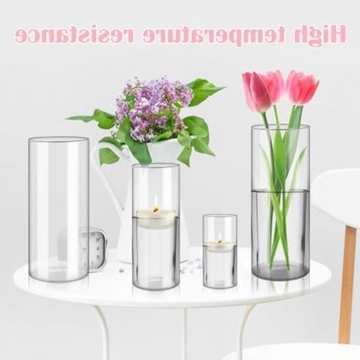 Set van 4 Moderne Glazen Kaarsenhouders voor Tafelcentra, Geschikt voor Theelichten en Decoratieve Vazen voor Feestdagen, Bruiloften en Thuisdecoratie