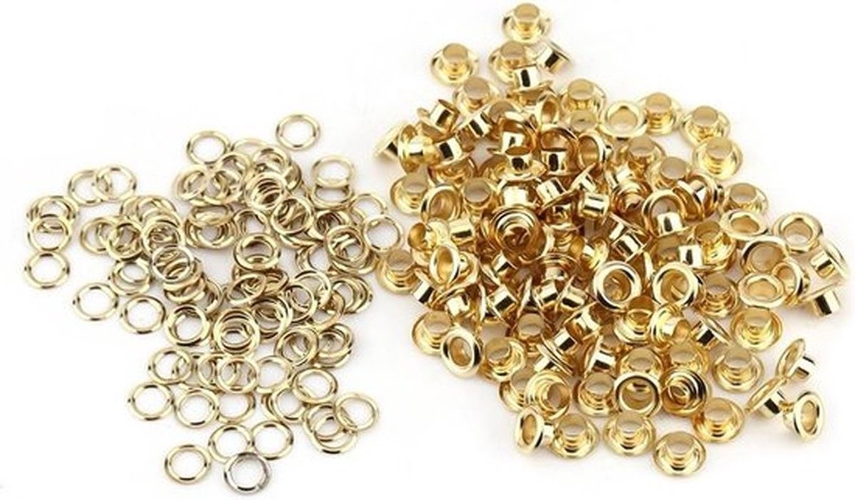 100 Stuks Gouden Metalen Oogjes Rivets 5mm voor Leer DIY Creatieve Projecten en Accessoires