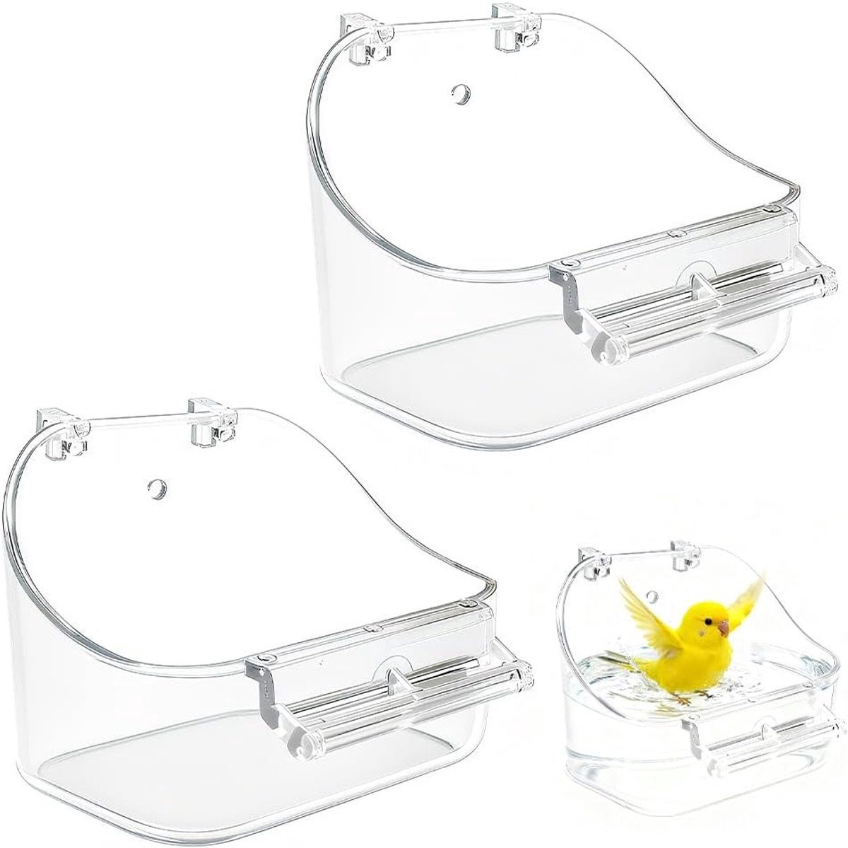 Hangende Vogelbadkuip - Transparant - 12,8 x 10 x 9,5 cm - Duurzaam Plastic - Voor Kleine Vogels