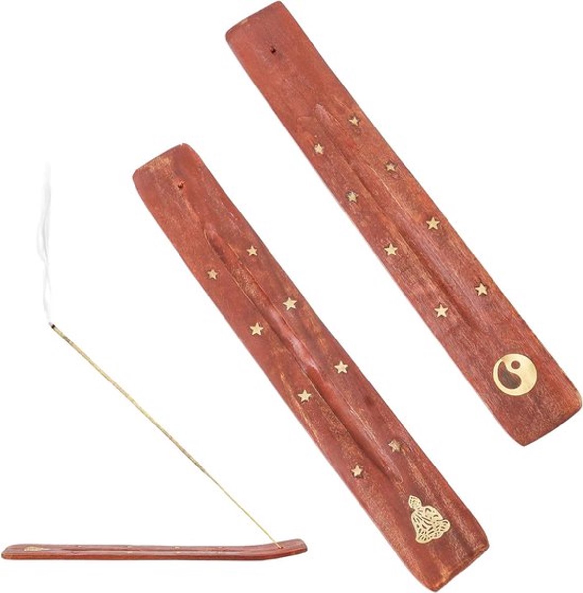 Set van 2 Houten Wierookstokjeshouders voor Meditatie en Yoga, Natuurlijke Wierookhouder voor een Rustgevende Sfeer en Aromatherapie