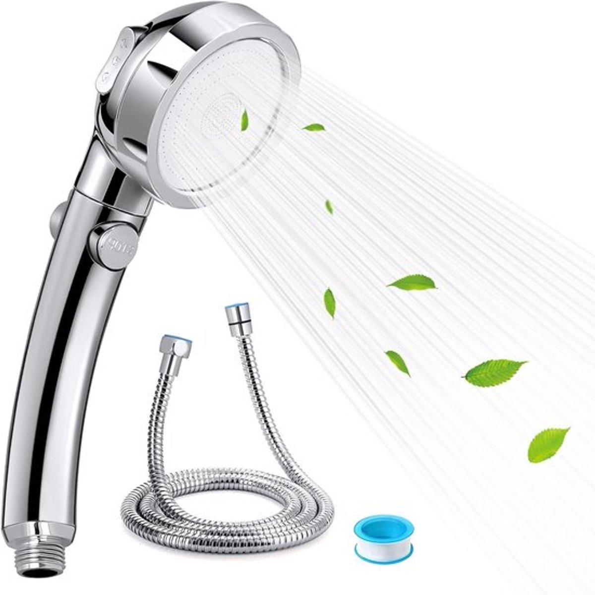 Draagbare Douche met 3 Instellingen, On/Off Knop en 1,5 m RVS Douche Slang voor Waterbesparing en Drukverhoging
