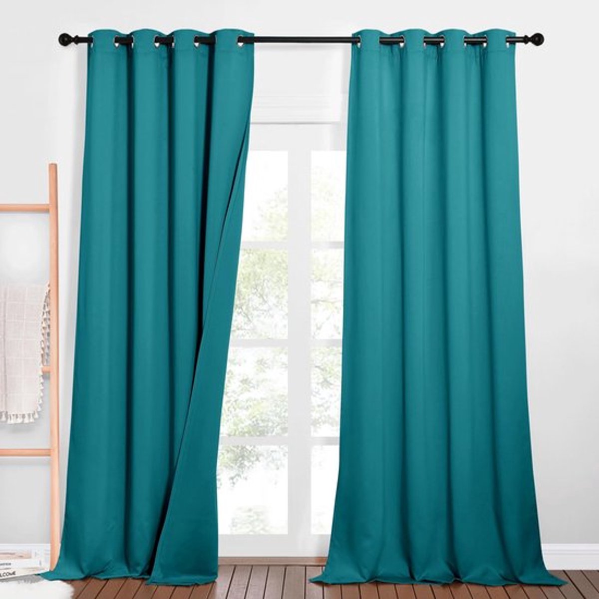 Verduisterende Gordijnen 100% - Driedubbel - Thermische Isolatie - 2 Stuks - 132x240cm - Pauw Teal - Raamdecoratie