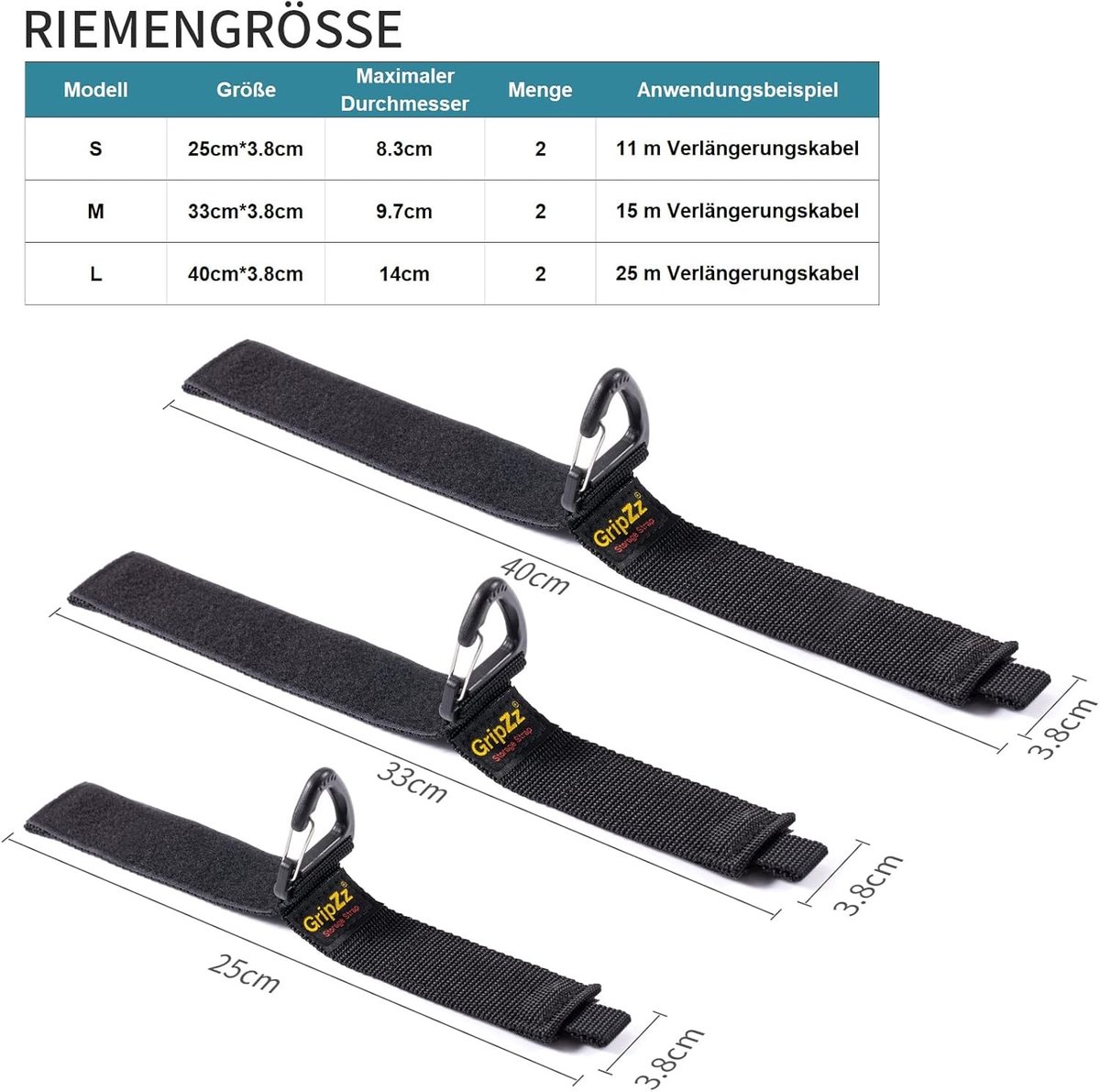 Kabelbinderset - Zwart - 2S, 2M, 2L - Verstelbare Organizer voor Kabels en Draden - Voor Garage, Camper en Werkplaats