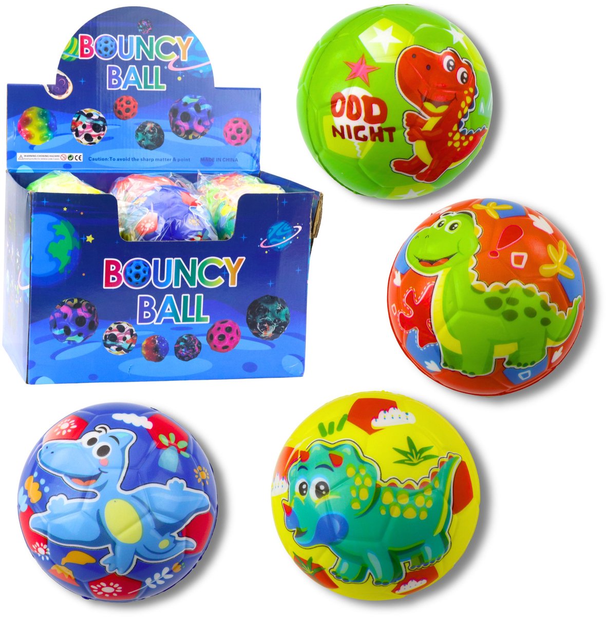 Stuiterende bal kneden schuimbal dinosaurussen kleurrijk 10cm - UNI