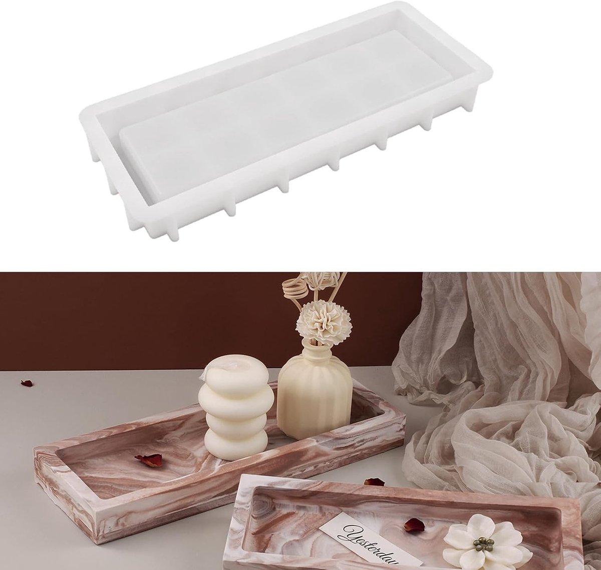 Rechthoekige Siliconen Bakvormen voor Beton, Gips en Decoratieve Hars - DIY Mallen voor Creatieve Projecten
