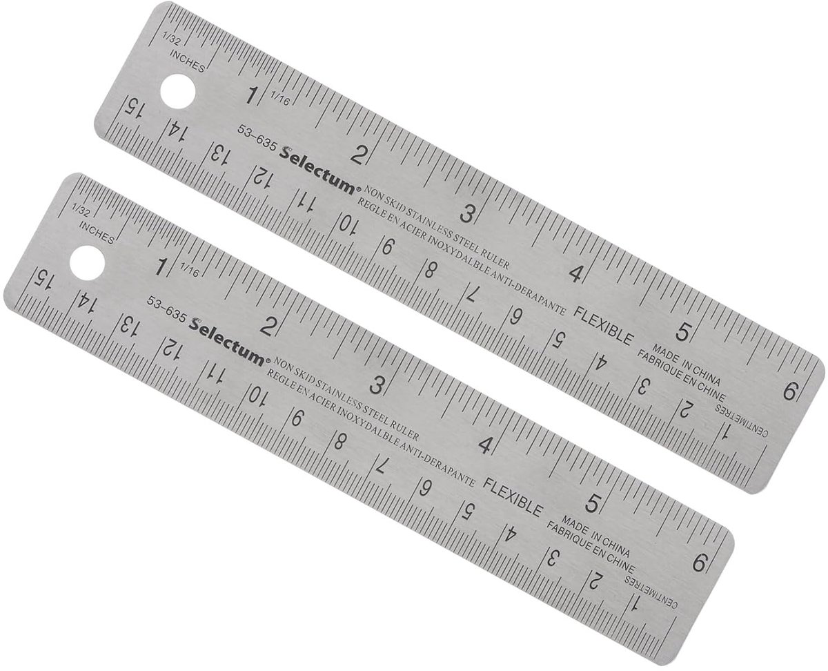 SnelShoppen - 2 Stuks RVS Liniaal 15cm - Dubbele Schaal Meetinstrument van Roestvrij Staal met Antislip Achterkant voor Architectonisch Ontwerp en Sch