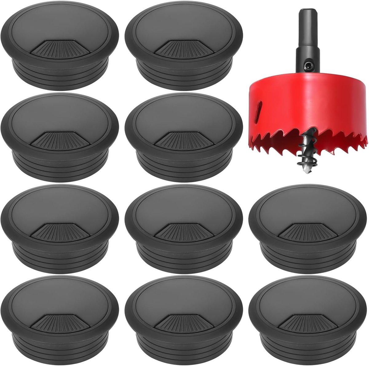 Tafelkabeldoorvoer 80 mm - Zwart - Rond gat met borenset - Voorkomt stof en kabelrommel - ShopVlot