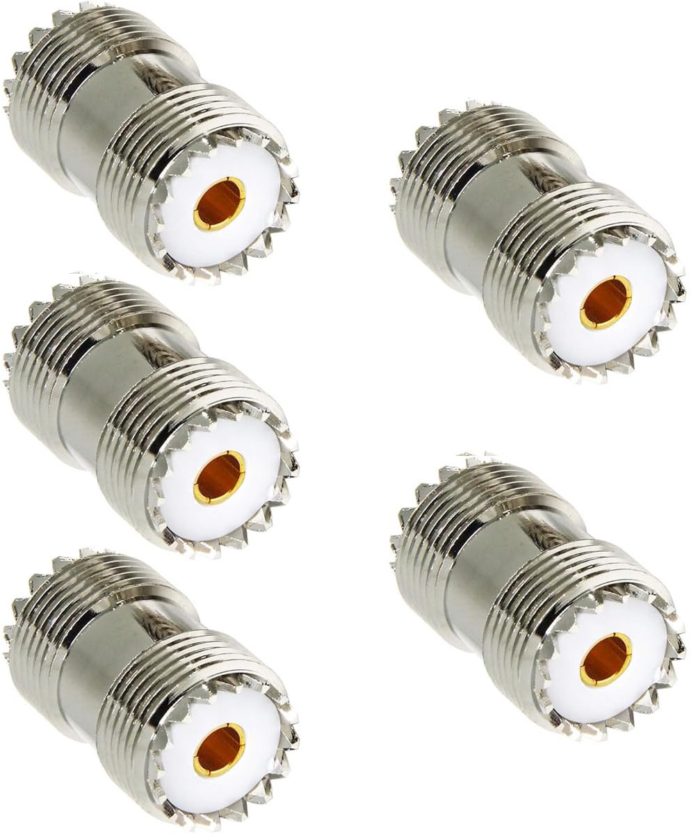 SnelShoppen - Greluma 5PCS PL-259 UHF Coaxiale Kabeladapter SO-239 Dubbele Vrouwelijke Stekker - Hoogwaardige Messing, Nikkel Geplateerd, Voor Radio &