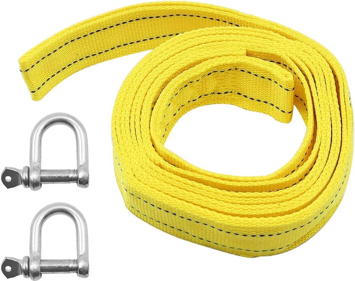 SnelShoppen - Hoge sterkte sleepband met 2 veiligheidsringhaken, sterke winch touw voor voertuig recovery en slepen, duurzaam, veelzijdig en betrouwba