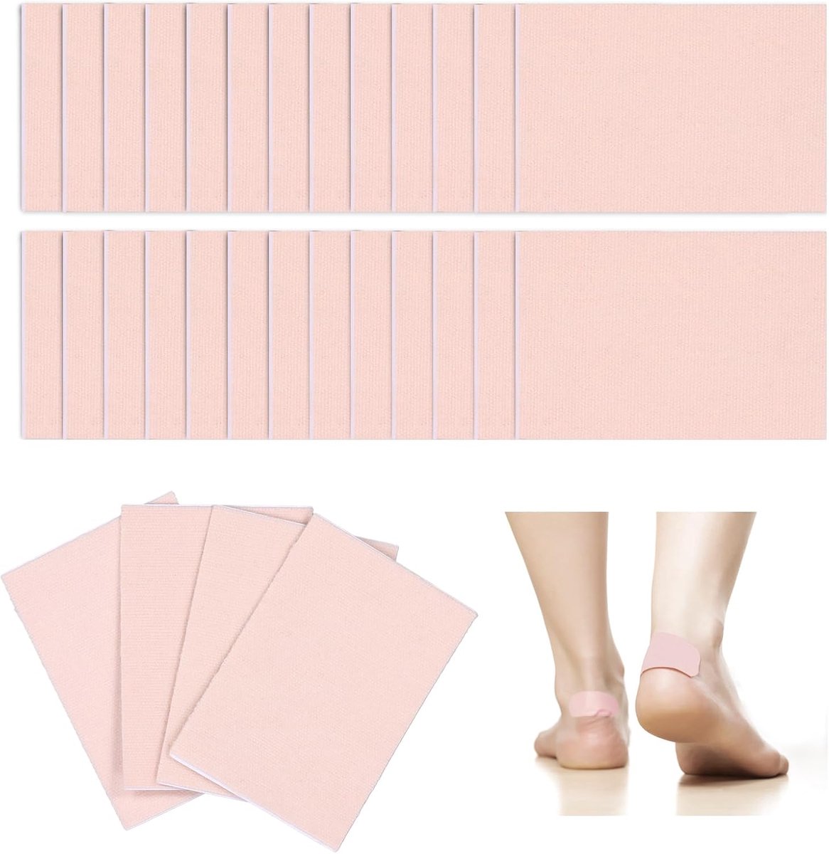 SnelShoppen - 30 Stuks Moleskin Heelpads voor Blaren en Voeten, 7.5x5cm Zelfklevende Flanel Patches voor Comfort, Blarenpreventie voor Mannen en Vrouw