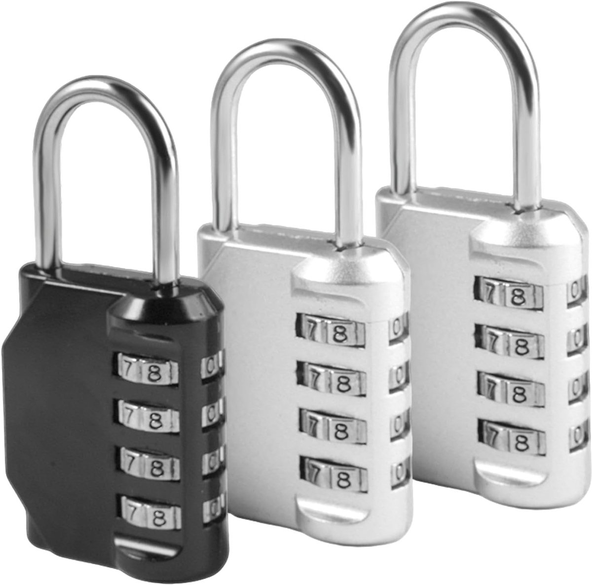Set van 3 Weerbestendige 4-Cijferige Combinatiesloten van Geplateerd Staal voor Gym- en Schoollockers, Veiligheid en Duurzaamheid Garant