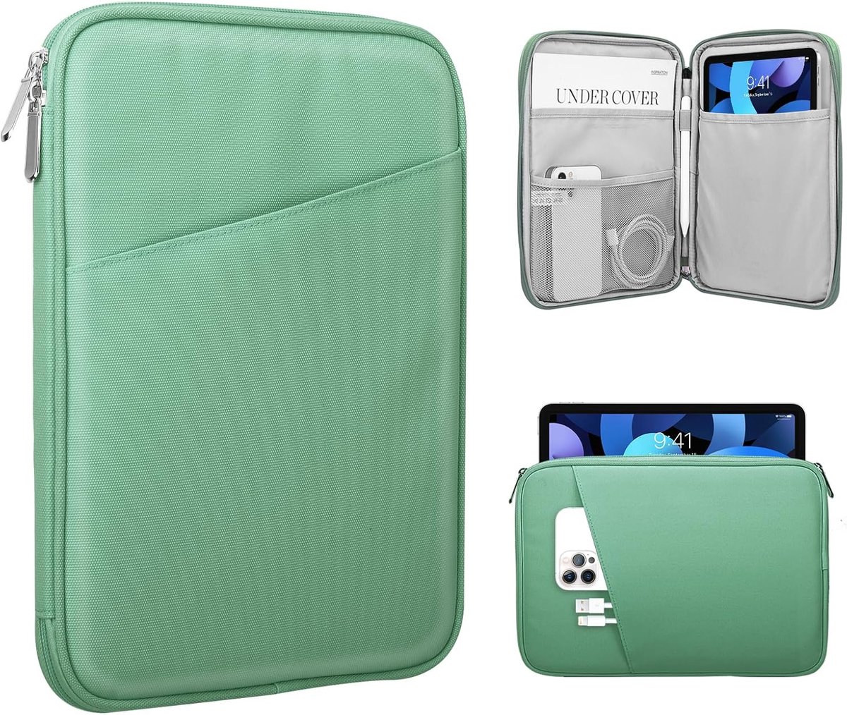 SnelShoppen - TiMOVO 9-11" Tablethoes voor iPad Air 11 2024/iPad Pro 11 2024/iPad 10 10.9 2022, Galaxy Tab A9+ 11", Bodhi Groen - Beschermhoes, Stijlv