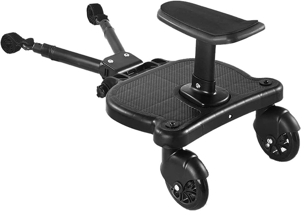 Kinderwagen Plank - Meerijdplank Kinderwagen - Extra Kind Mee - Afneembare Zitting - 36 x 34 cm - Zwart