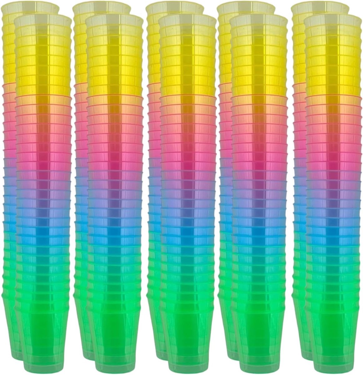 SnelShoppen - Shatterproof Plastic Shot Glasses 30 ml - Robuuste, Herbruikbare Shotglazen voor Feest, Bruiloft, Verjaardag - Rainbow Kleur - 320 Stuks