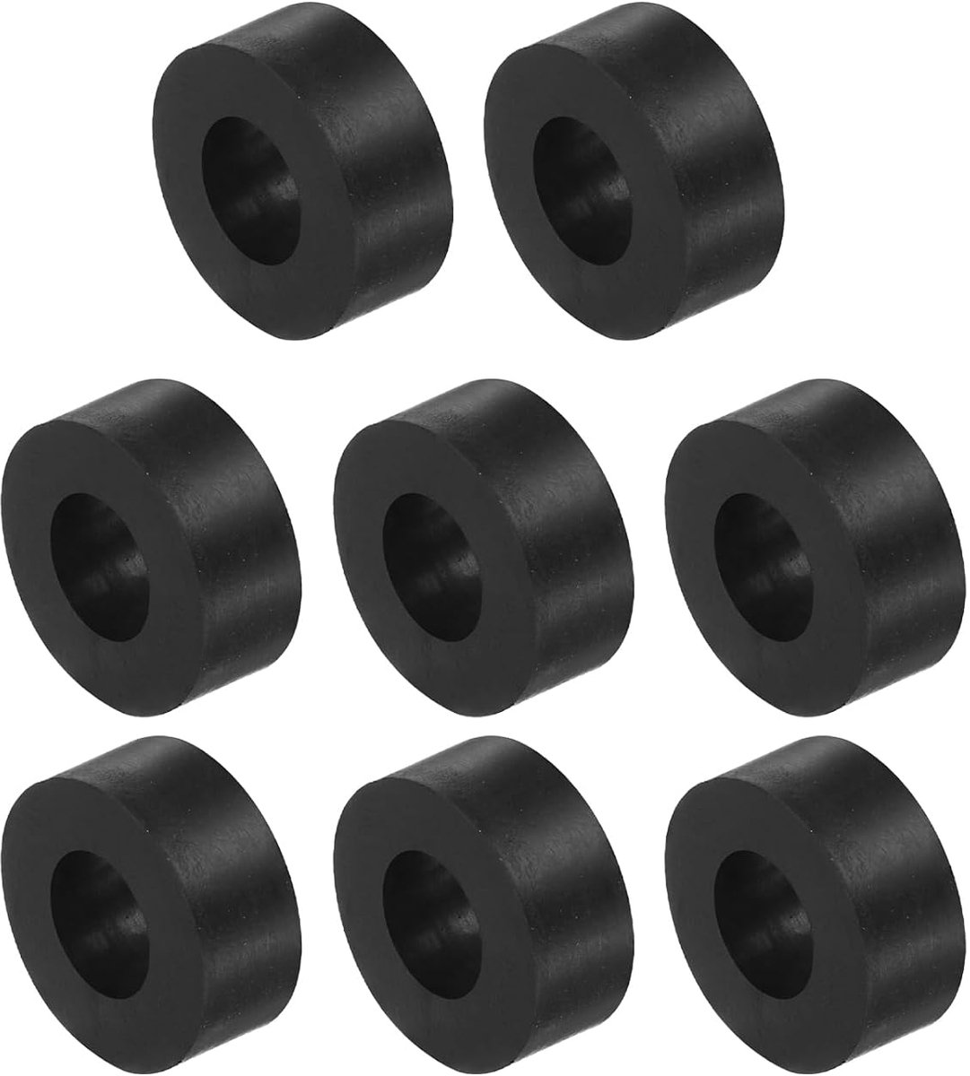 SnelShoppen - 8 x Rubber Vibration Insulation Pads 12 mm Binnen Diameter, 25 mm Buiten Diameter, 10 mm Dikte, Neopreen, Zwart voor Auto, Boot en Mecha