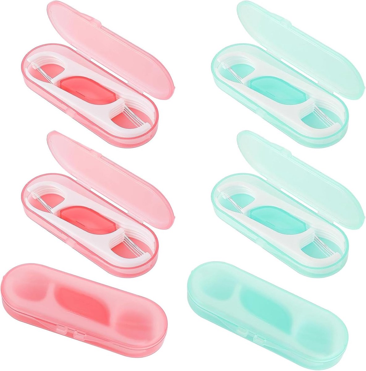 SnelShoppen - 6 Stuks Tandflos Houder voor Flosser, Draagbare Picks voor Reizen, Flosser Houder met 60 Flosdraden, Duurzaam en Tandvriendelijk, Ideaal