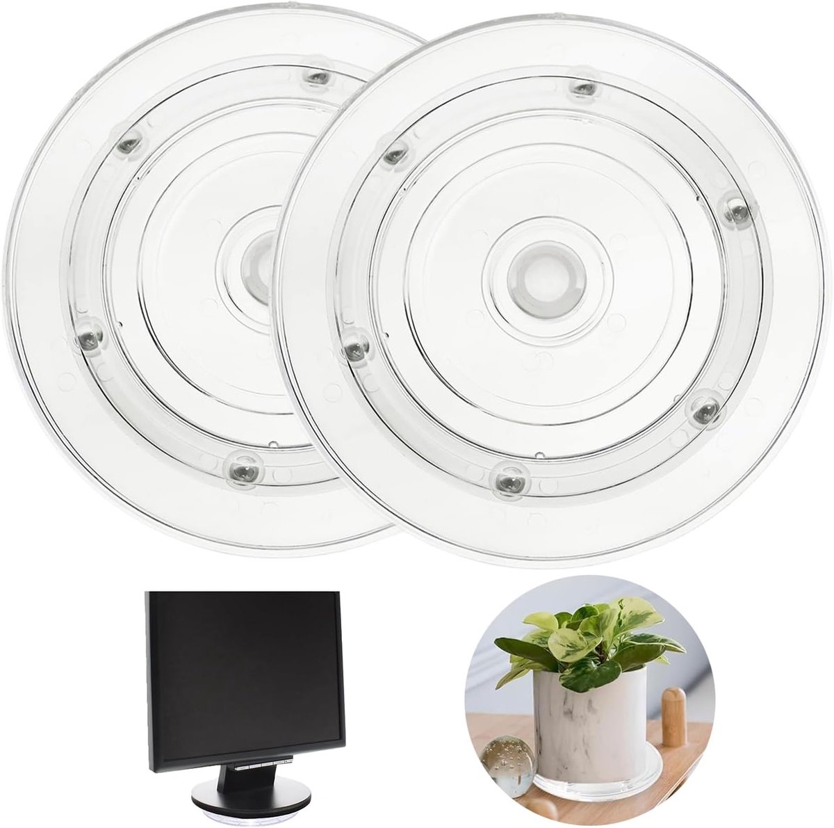 Pack of 2 360° Rotating Stand, Swivel 15 cm Platform, Manual Ball Bearing Controlled, with Lazy Susan Record Player - ShopVlot