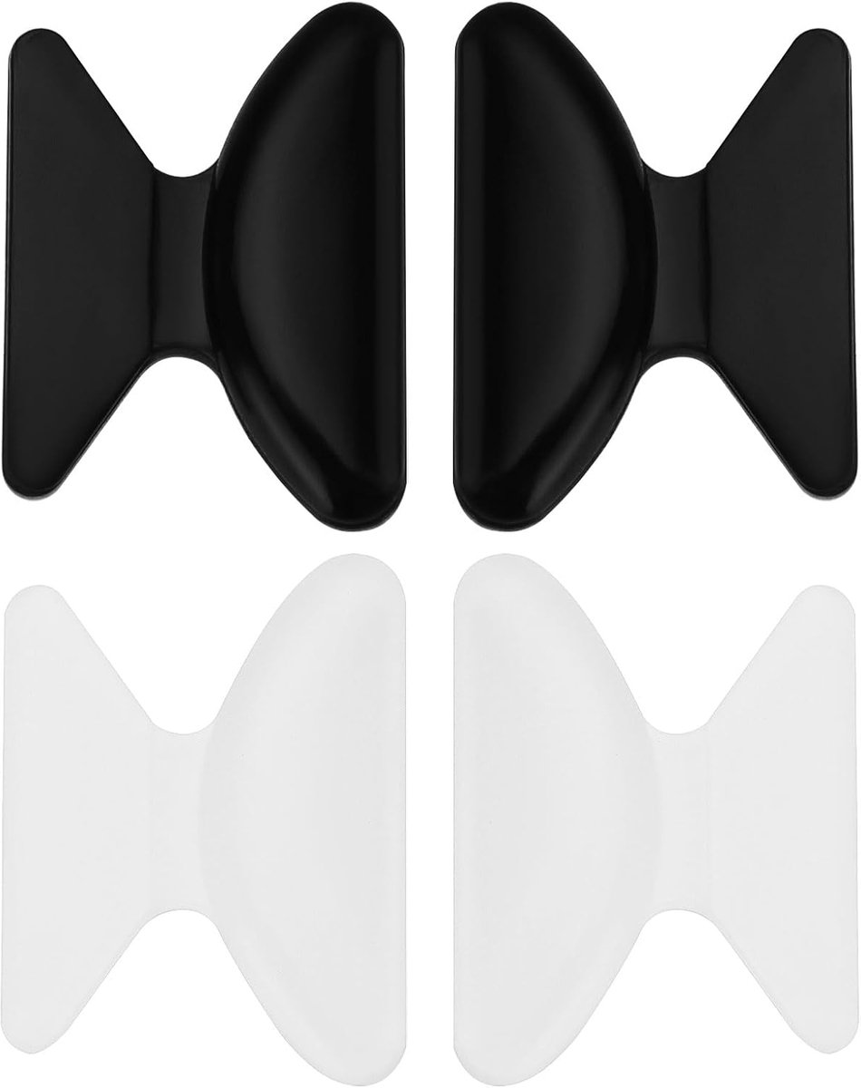 SnelShoppen - 10 Paar Vlinderklevende Neuspads 1,8 mm voor Leesbril, Zonnebril en Bril - Siliconen Neusbeschermers in Zwart en Transparant - Antislip