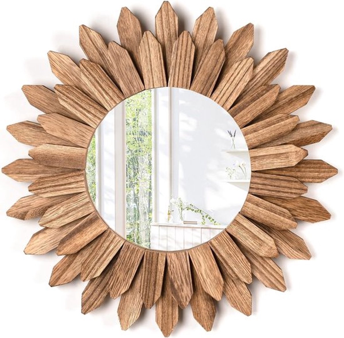 Rustieke Wandspiegel van 30 cm in Bohemian Stijl - Zonnebloem Vormige Decoratie voor Slaapkamer, Woonkamer en Entree
