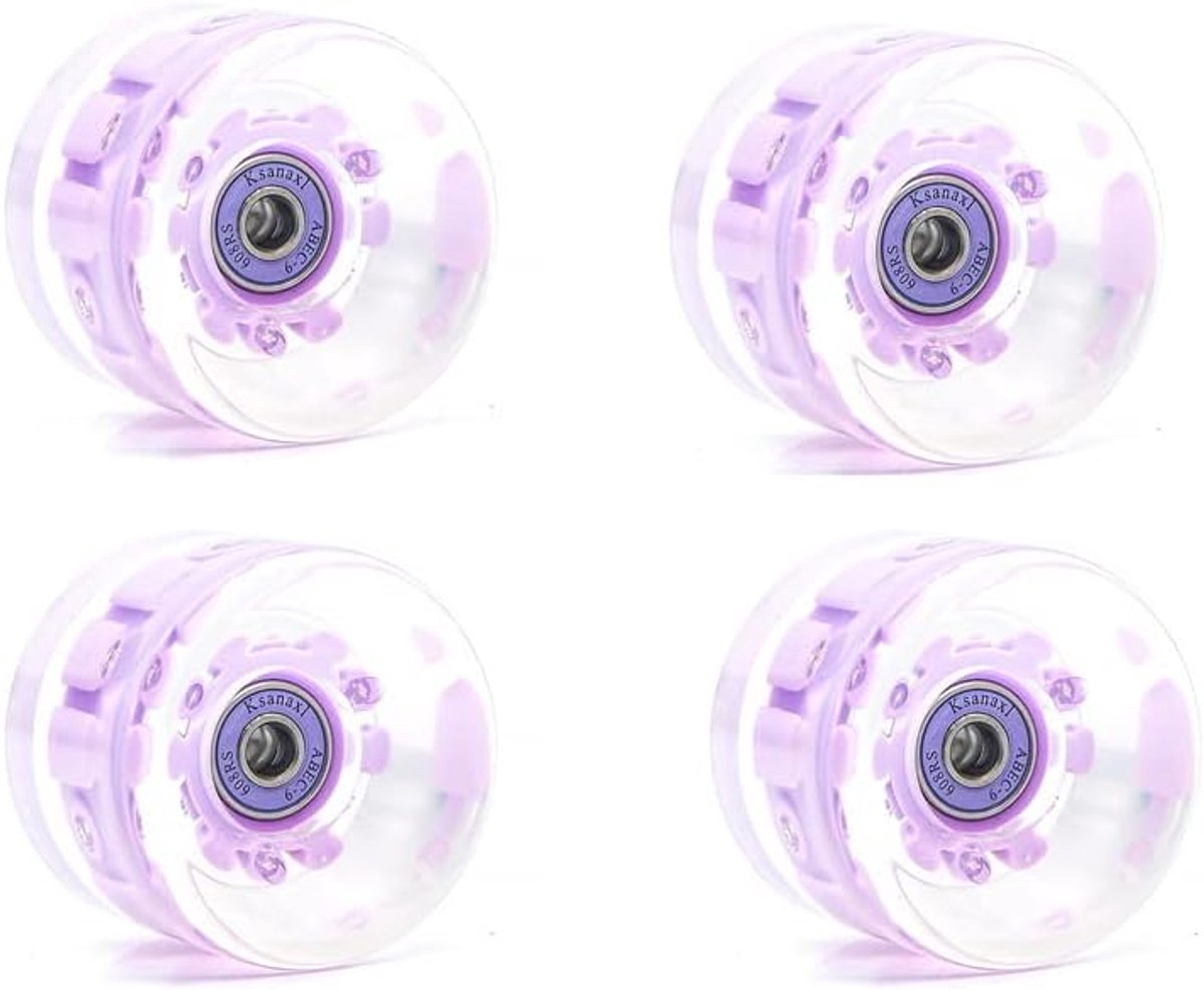 SnelShoppen 65mm Lichtgevende Skateboard Wielen 78A met ABEC-9 Lager Staal voor Avond Skaten