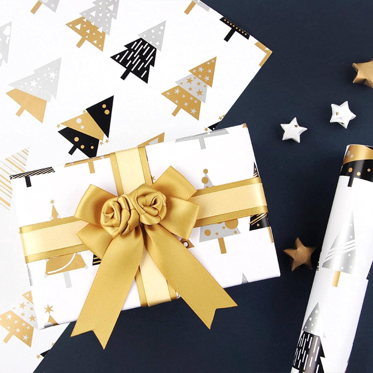 SnelShoppen - Inpakpapier Boekomslag Papier Retro Kraft Inpakpapier Verjaardag Vakantie 4 Rollen Hoogwaardige Cadeauverpakking Meerkleurig Design