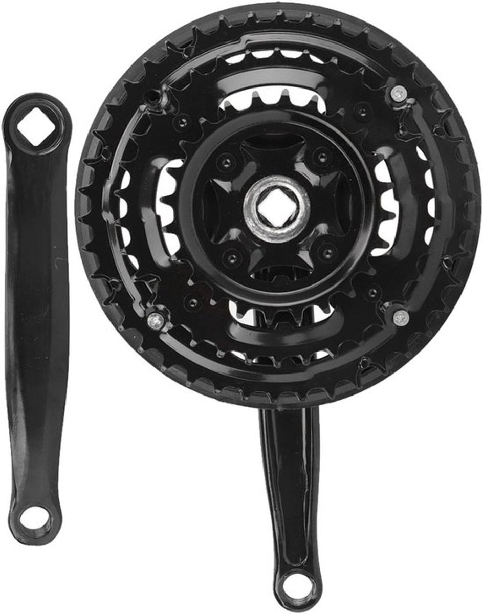 Universeel crankstel 42/34/24t van koolstofstaal met kettingbescherming voor mountainbike 170 mm armen geschikt voor 21/24/27 versnellingen