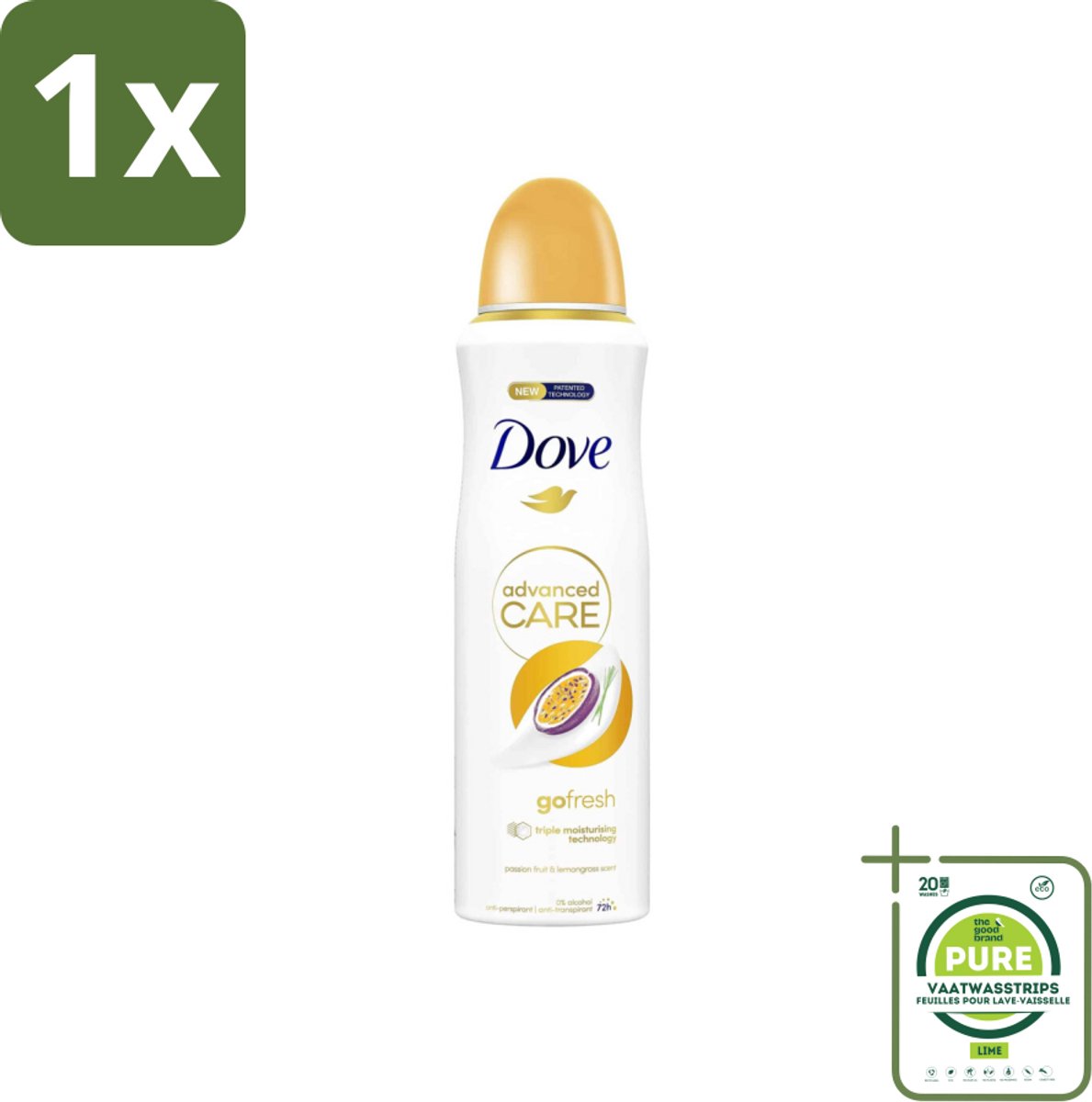 1 x Dove – Deodorant Spray – Go Fresh Passievrucht – 200 ml - Anti-transpirant - Deodorant Spray - Passievrucht - Zweetbestendig - Frisheid