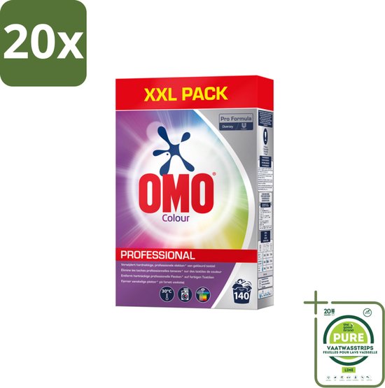 20 x Omo Professional – Wasmiddel Poeder – Gekleurde Was – 140 Wasbeurten – Pro Formula – 7 kg - Grootverpakking - Kleurwas - Kleurbescherming - Waspoeder - Wasmachine - Wasgoed