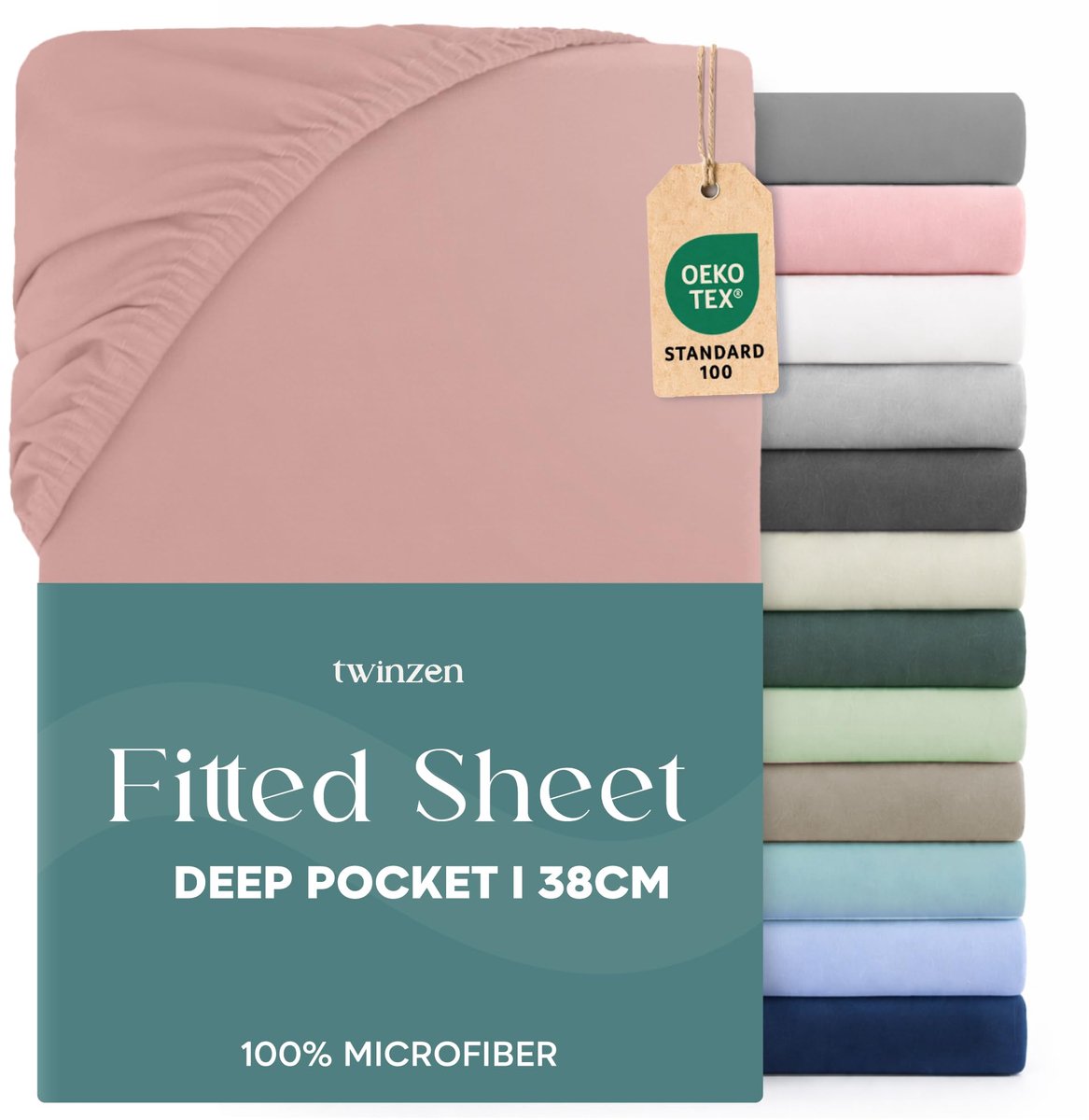 SnelShoppen - Twinzen Hoeslaken 200x200 cm - Diepe Hoek 35 cm - 100% Geborsteld Microvezel Polyester - Roze - Oeko-Tex Gecertificeerd - Elastische Ban