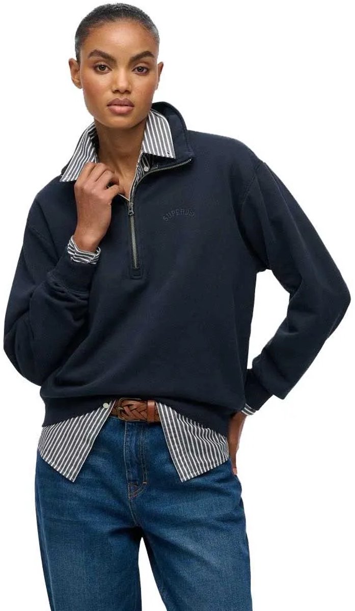 Superdry Essential Logo Gd Sweatshirt Met Halve Rits M Vrouw Marineblauw