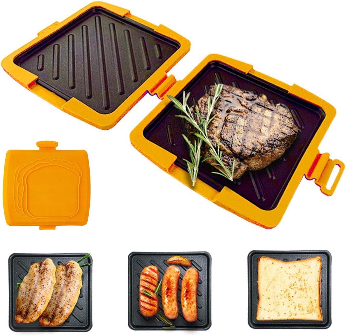 Sandwich Maker Tosti IJzer Snelle Snacks Maken Magnetron Geschikt 17 cm Breed Oranje