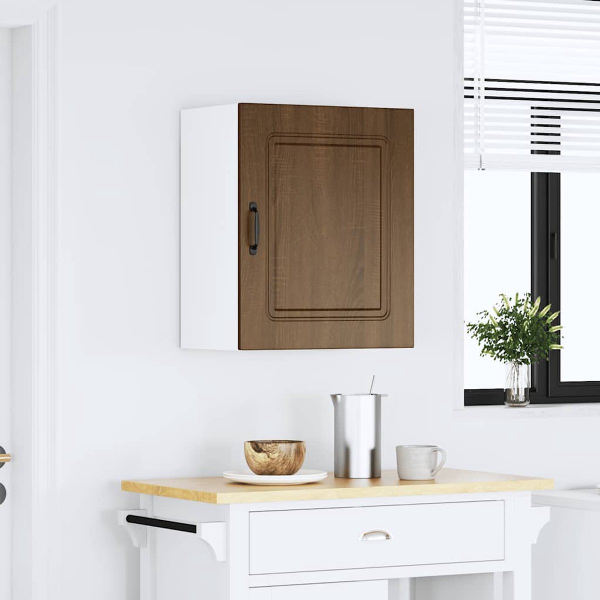 vidaXL Keuken - Wandkast - "Kalmar" - Bruin - Eiken - Fineer Zwart