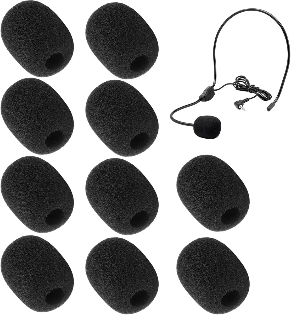 wilcractk Microfoon Windkap, Verpakking van 10 Zwarte Microfoon Foam Pads 30x22x8mm, High-Density Headset Microfoon - ShopVlot