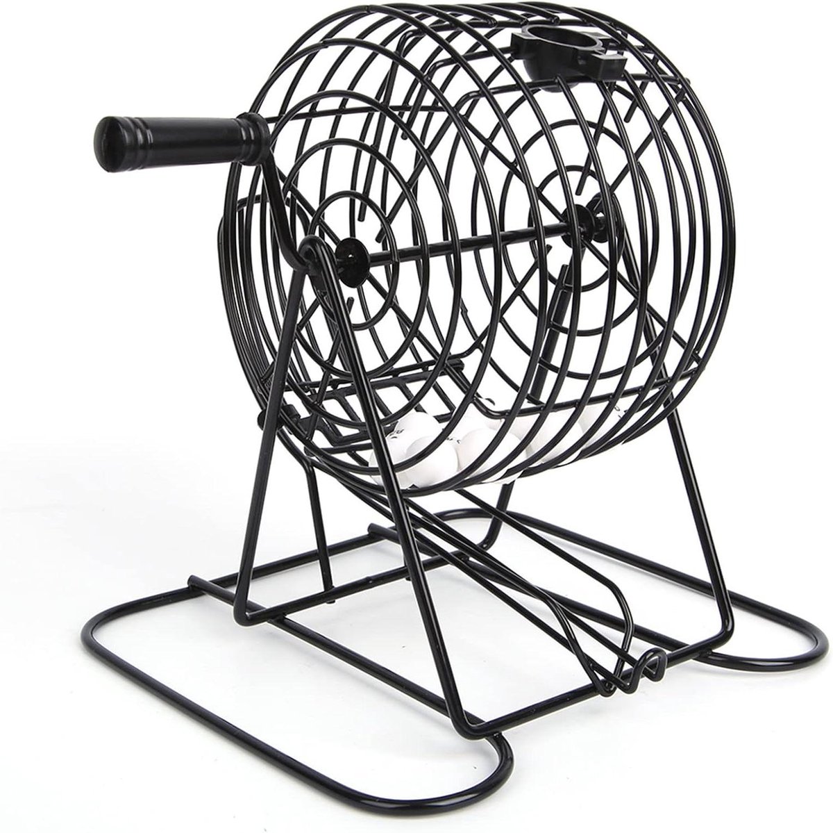 Bingospel Set - Loterijmachine Ballenbak - Familie entertainment - Automatische Ballenglijbaan - 22 x 22 x 22 cm - Zwart