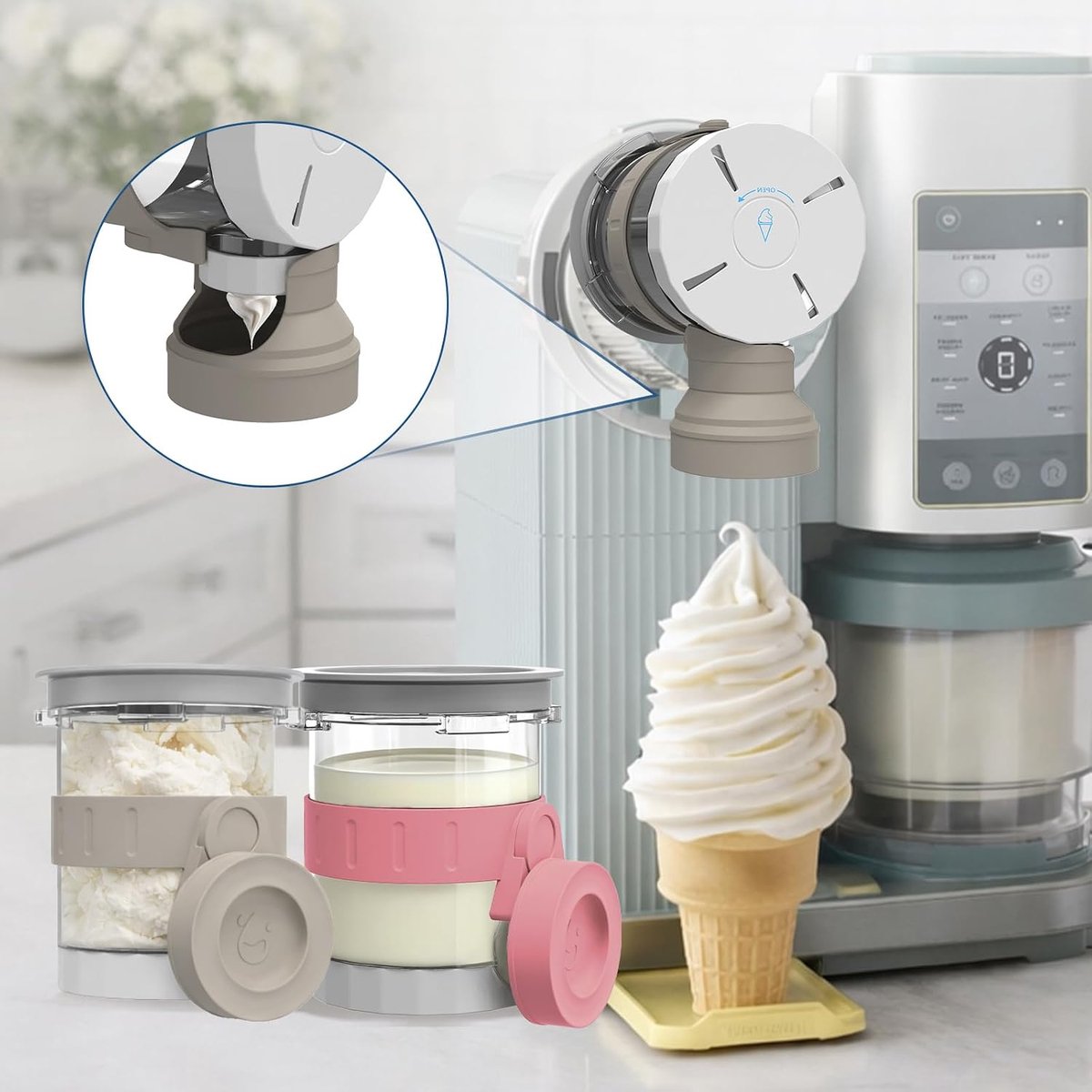 Siliconen Druppelvanger - IJsbeker Anti-Druppel - Desserts Maken - Intelligent Lekvrij Ontwerp - Universeel Verstelbaar - Kaki Blauw