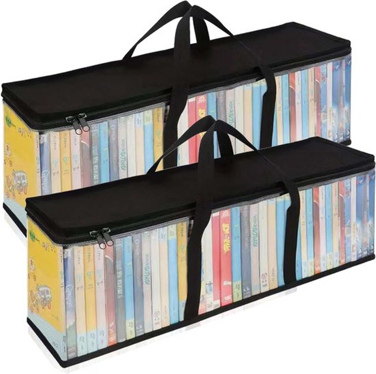 Handige Opbergzakken voor DVD's en CD's - Beschermende Tas voor Films en Videospellen met Stevige Handvatten - Perfect voor Reizen en Organiseren (60x22x15.2cm)