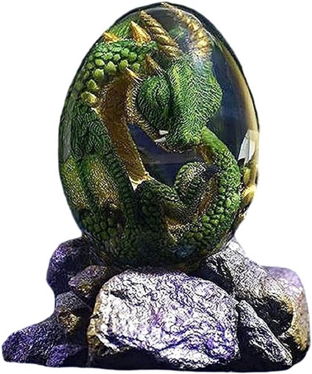 Mysterieuze Kristallen Lava Dinosaurus Eieren met Display Basis, Transparante Ornamenten voor Desktop Decoratie en Interieurstyling