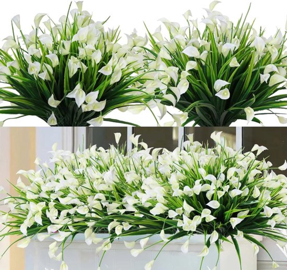 Kunstmatige Bloemen voor Buiten - 8 Stuks Nepproducten met Calla Lelie, UV-bestendig voor Tuin, Balkon en Decoratie