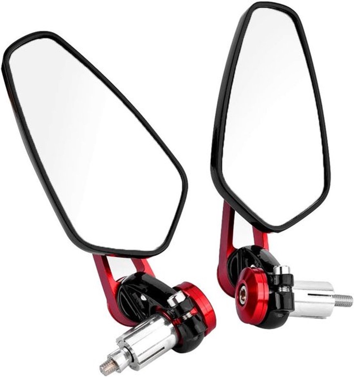 Zijspiegels en Handvat Einddeksels voor Motorfietsen - Universele Aluminium 22mm Set (Rood)