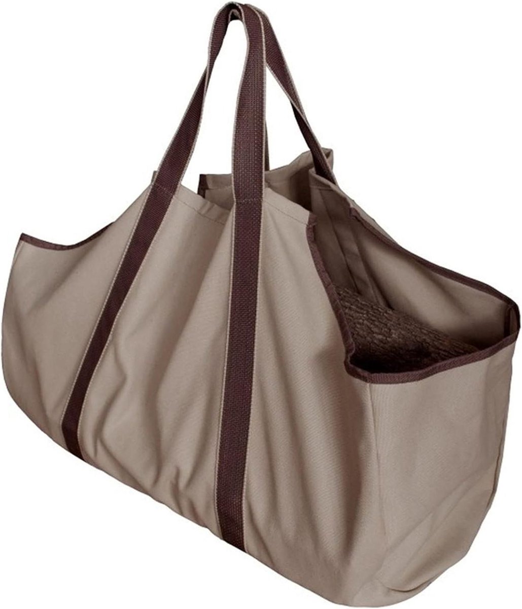 Opbergtas Brandhout - Draagtas Canvas - Open Haard Gebruik - Grote Capaciteit - 69x30x30cm - Bruin