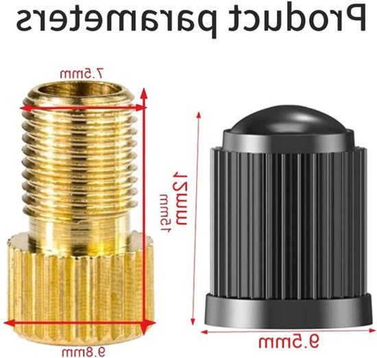 Universele Fietspomp Ventieladapter Set, 18 Stuks, Geschikt voor Dunlop en Sclaverand naar Schrader Ventielen, Inclusief 12 Ventieldoppen en Accessoires — afbeelding 5