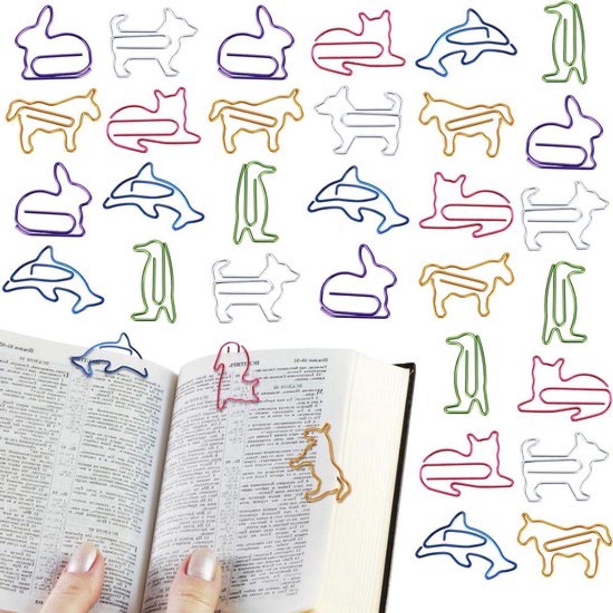 Kleurige metalen paperclips in dierenvorm - 30 stuks voor kantoor en klaslokaal, ideaal voor documentorganisatie en sorteren