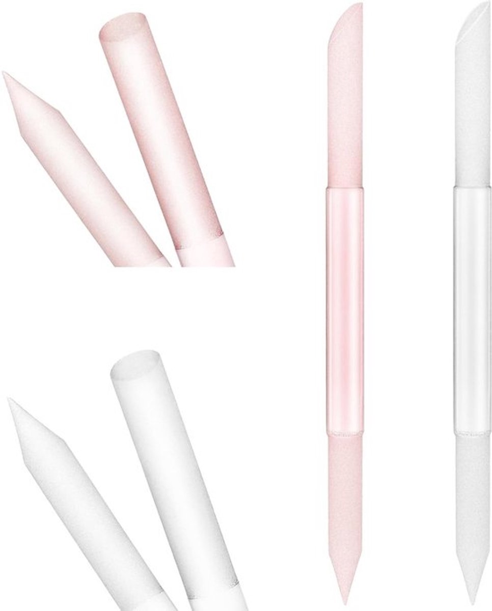 Professionele Dubbelzijdige Nagelriemduwer en Verwijderaar, Manicure Set met Precisie Vijl en Schurende Oppervlakte, Ideaal voor Thuis of Nagelstudio (2 Stuks, Transparant & Roze)