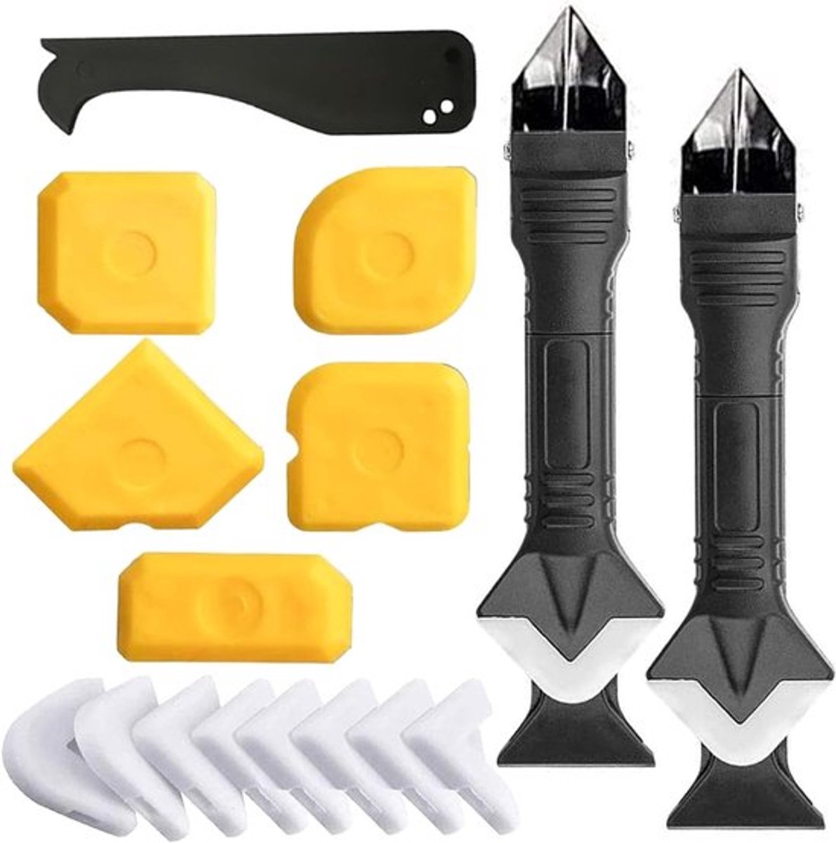 Siliconen afdichtgereedschap 3-in-1 met 10 vervangpads en 5 schrapers voor keuken, badkamer en vloer
