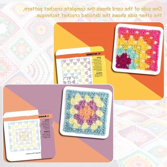 Set van 50 Haakpatronen voor Granny Square Kaarten met Foto Ontwerpen voor Persoonlijke Covers voor Volwassenen en Beginners — afbeelding 2