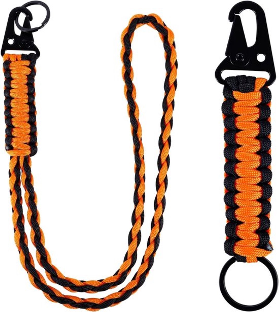 Sterke Gevlochten Lanyard met Karabijnhaak voor Sleutels, Camera en Fluit - Duurzame Paracord Sleutelhanger voor Reizen en Outdoor Activiteiten
