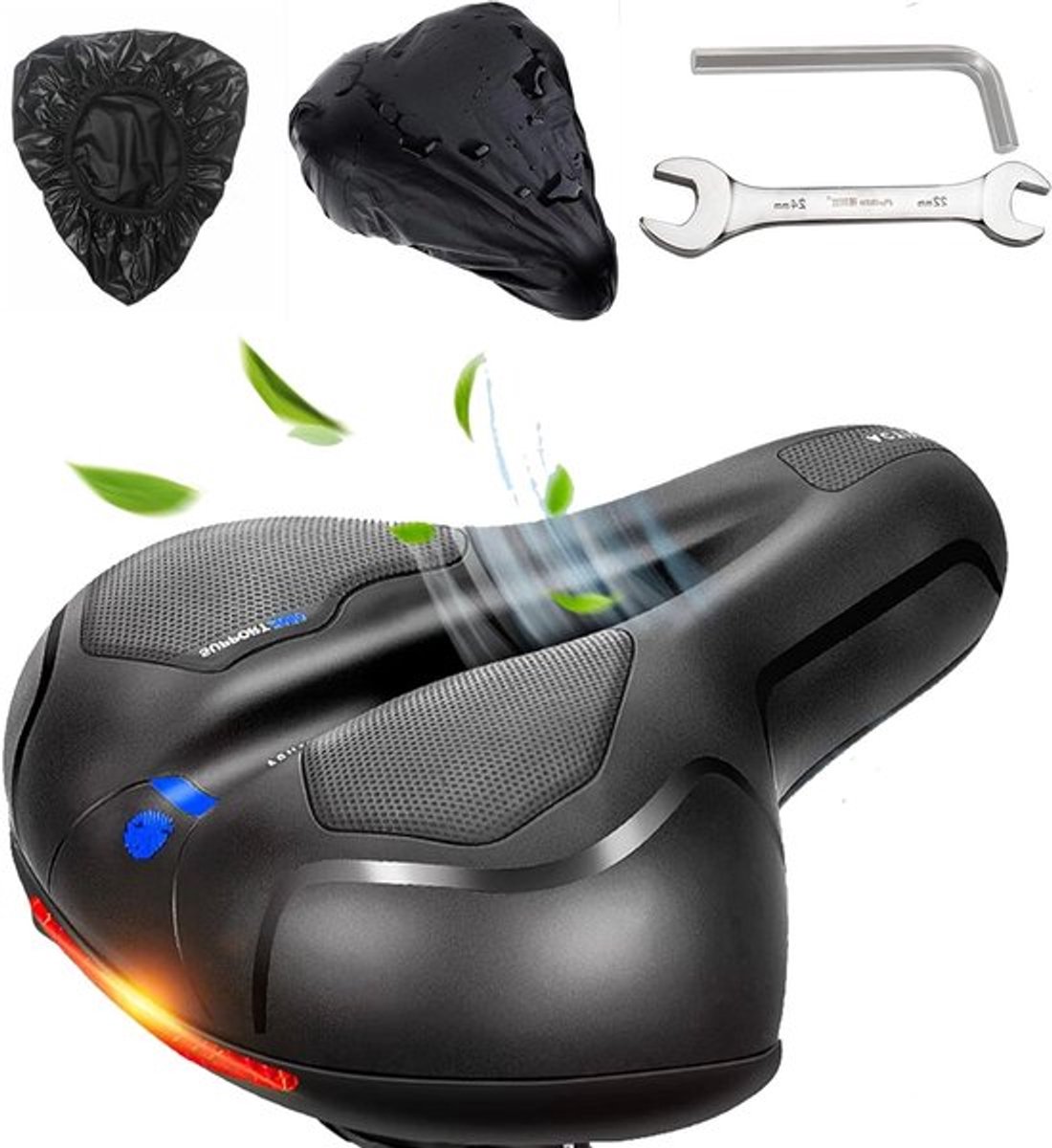 Comfortabele Ergonomische Fietszadel voor Mannen en Vrouwen - Waterdichte Bedekking, Gel Vulling, Ademend en Schokabsorberend voor Diverse Fietsen