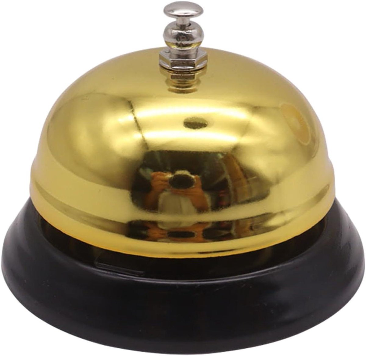 Tafelbel Metaal - Receptiebel Toonbankbel - Klantenservice Verbeteren - Robuuste Volledig Metalen Structuur - 8.5 cm Breedte - Goud