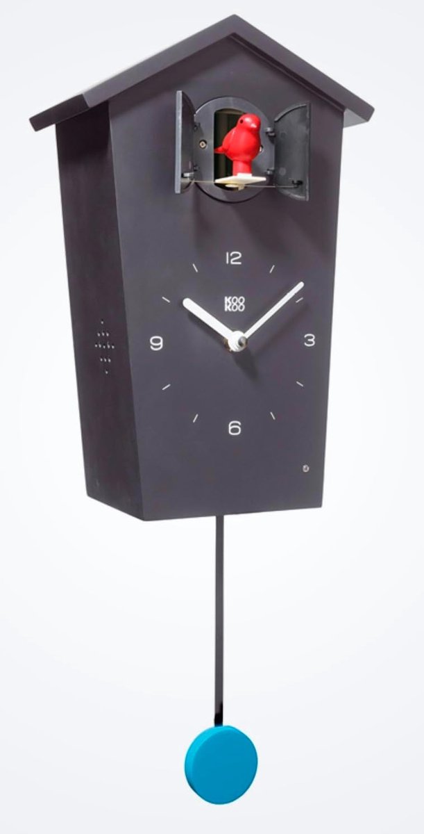 SnelShoppen - KOOKOO Wandklok met 12 Vogelstemmen, Koekoeksklok met Slinger, Zwarte Klok voor Woonkamer, Keuken, en Slaapkamer