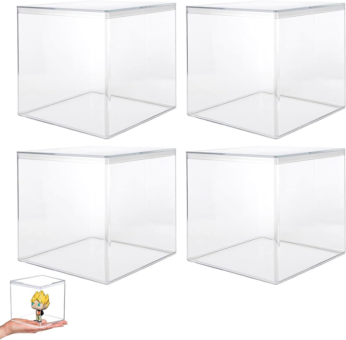 4 stuks acryl doos met deksel: 10 x 10 x 10 cm acryl vierkante kubussen kleine transparante vierkante acryldoos voor sieraden, opslag, vitrine en snoep verpakking